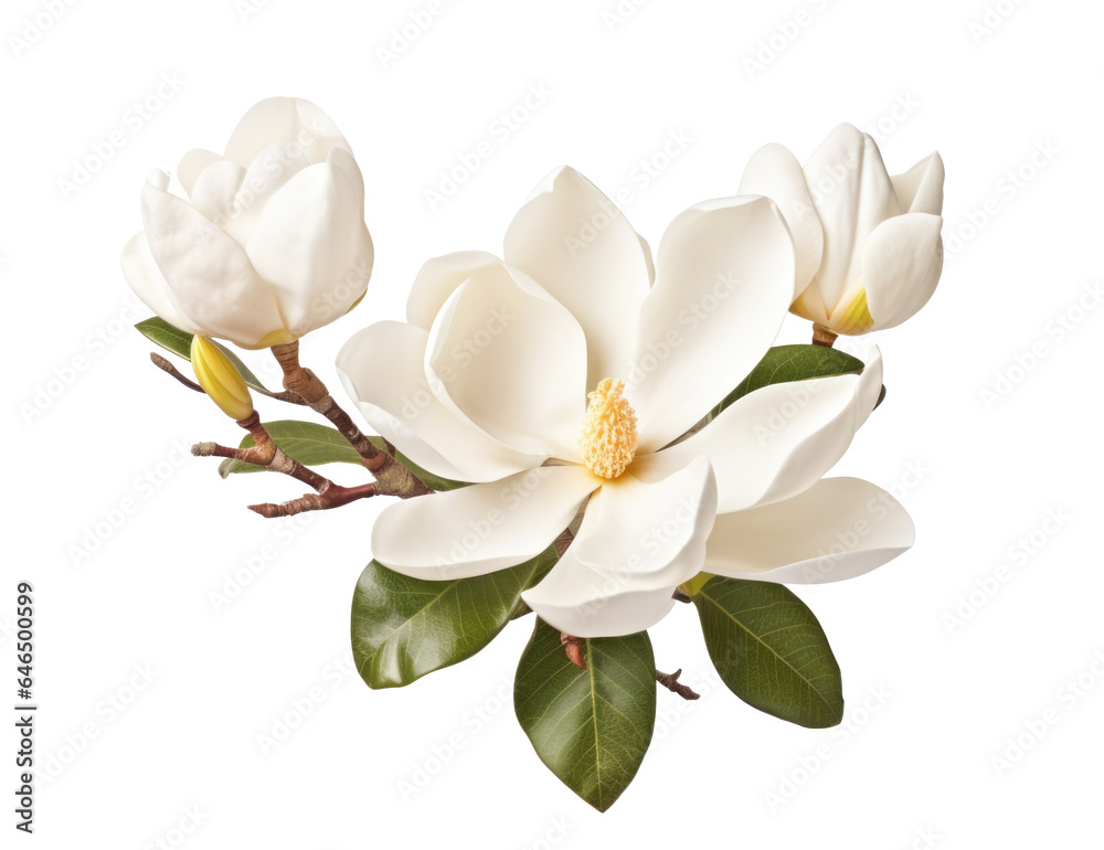 one magnolia flower , png file of isolated cutout object on transparent background. - obrazy, fototapety, plakaty 