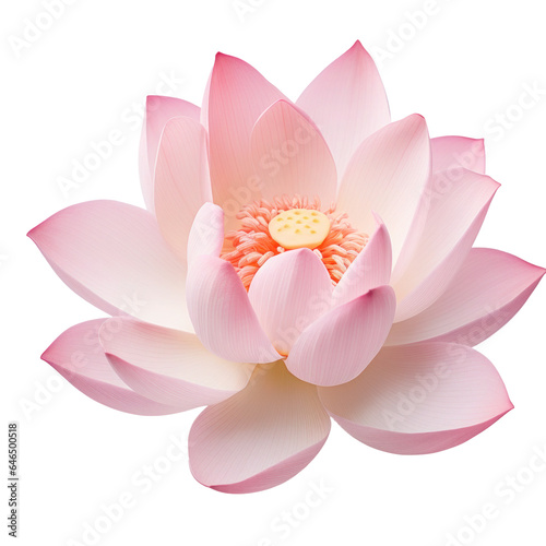 one pink lotus flower  png file of isolated cutout object on transparent background.