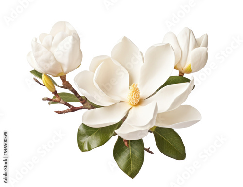 one magnolia flower , png file of isolated cutout object on transparent background.