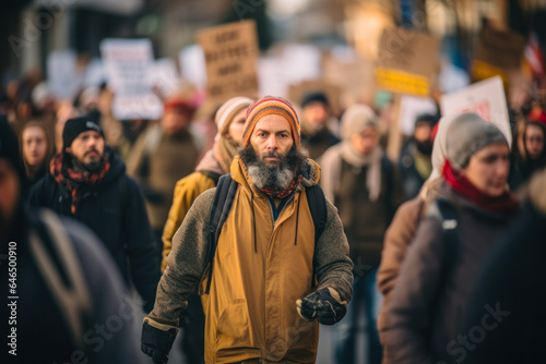 people protesting on the city street generative ai