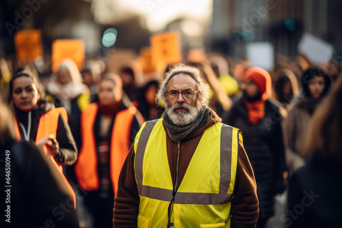 people protesting on the city street generative ai