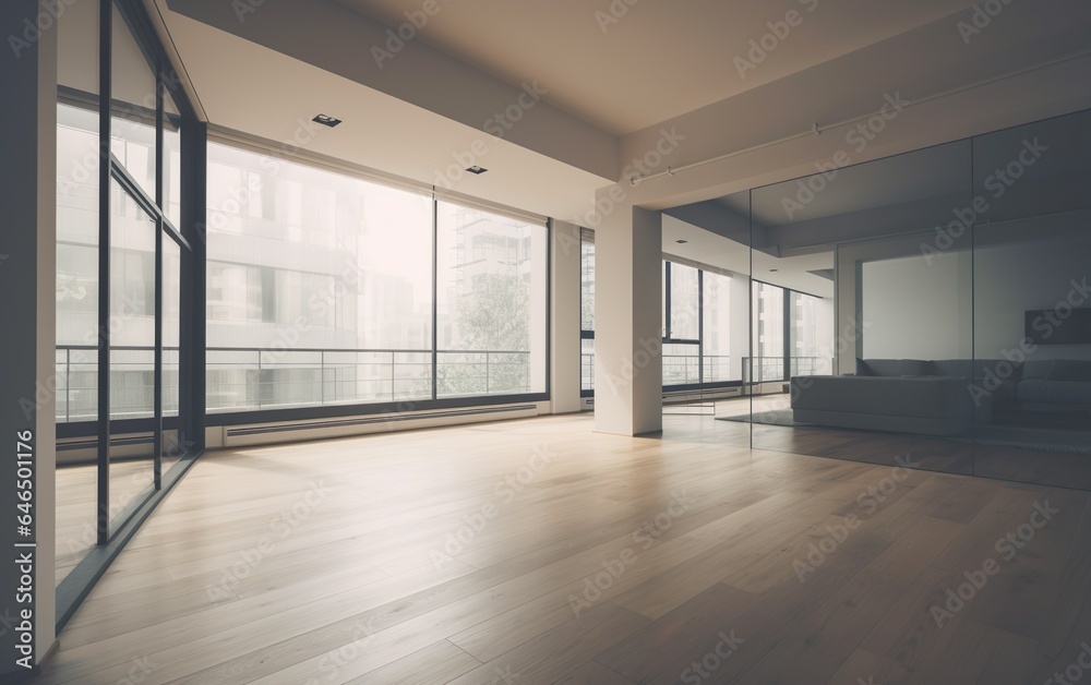 Modern empty interior. AI, Generative AI Modern empty interior. AI, Generative AI