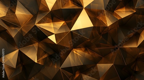 Abstract 3D Background of triangular Shapes in golden Colors. Modern Wallpaper of geometric Patterns 