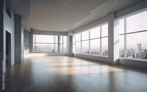 Modern empty interior. AI, Generative AI © Stormstudio