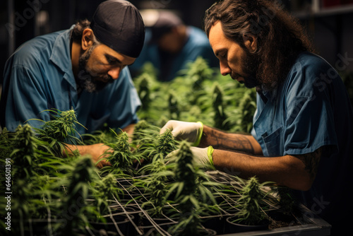 cannabis harvest, trimming plants generative ai