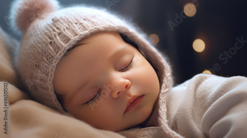 A close-up of a newborns peaceful expression while sleeping