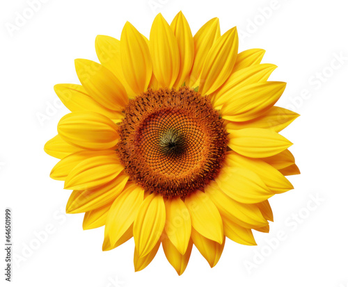 one sunflower, png file of isolated cutout object on transparent background.