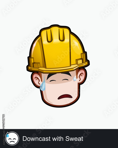 Construction Worker - Expressions - Downcast with Sweat