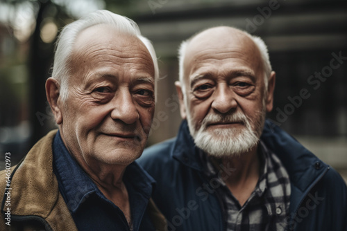 Portrait of two elderly men photo