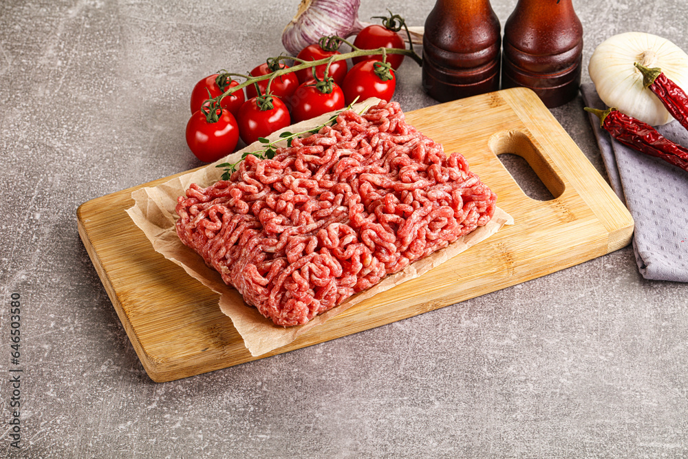 Raw minced beef uncooked meat Raw minced beef uncooked meat