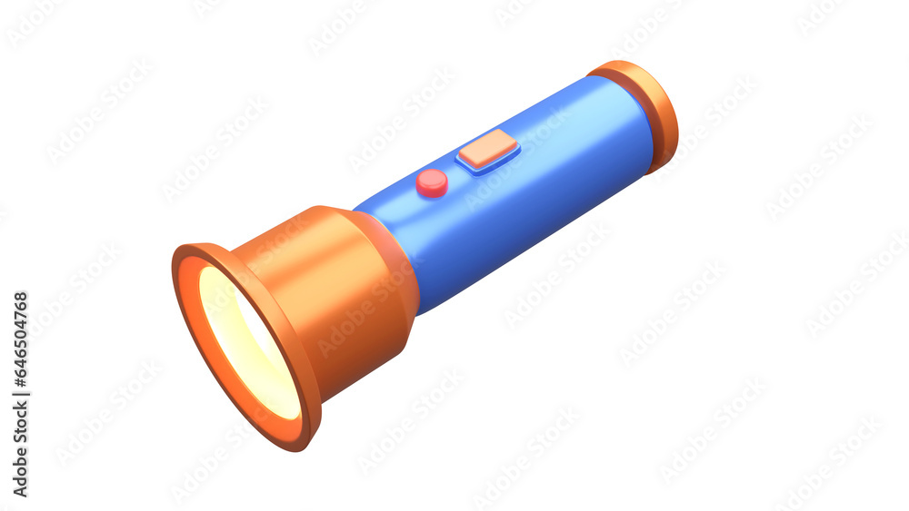 3D rendering of Torch, Portable torch light for camping, emergencey light source 3D rendering of Torch, Portable torch light for camping, emergencey light source