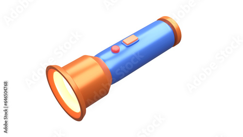 3D rendering of Torch, Portable torch light for camping, emergencey light source photo