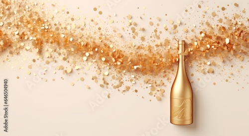 Glitter background with champagne bottle