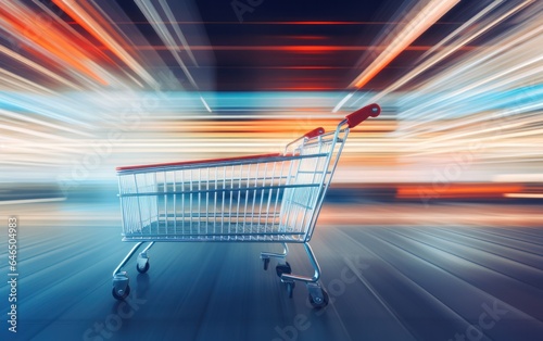 Shopping cart in supermarket