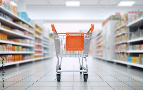 Shopping cart in supermarket