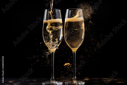 Holiday background with champagne glasses