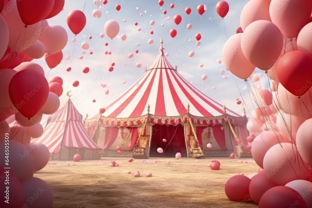 Circus tent with balloons - obrazy, fototapety, plakaty 