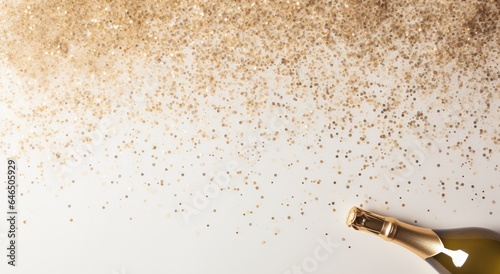 Glitter background with champagne bottle