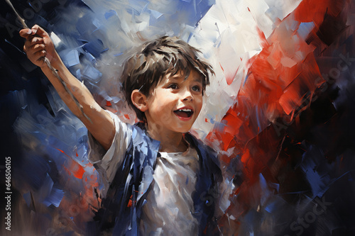 Blue, white, Red. Child and french flag