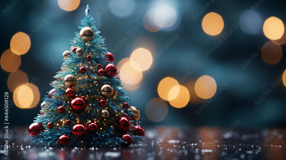Close up of lighted Christmas tree Ornament, winter holidays decoration, copy Space, greeting card Close up of lighted Christmas tree Ornament, winter holidays decoration, copy Space, greeting card