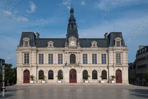 Poitiers, Nouvelle-Aquitaine, France. City hall in Place du Marechal Leclerc Poitiers on warm a summer day photo