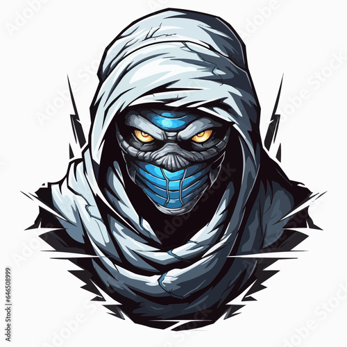 Esport mummy vector logo on white background, mummy icon, mummy head, mummy sticker