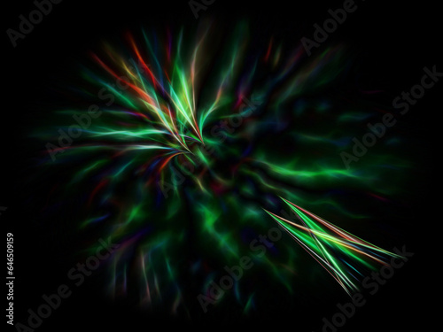 exploding green plasma in space on a black background
