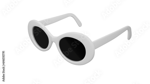 White oval plastic sunglasses isolated on transparent and white background. Glasses concept. 3D render