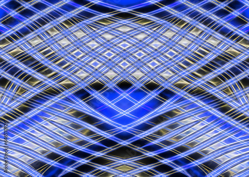 cobalt blue and indigo diagonal tartan pattern on a grey background