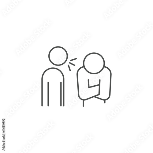 bullying icon, bully persecution, harassment and hate attack, social blame, accuse victim, thin line symbol on white background - editable stroke vector illustration	