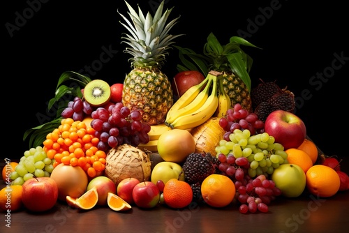a lot of different types of tropical fruits on a table