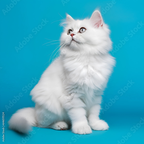 Beautiful Persian Cat sitting isolated background © YasumiHouse