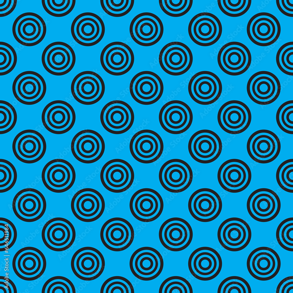 Tile vector pattern with black polka dots on blue background Tile vector pattern with black polka dots on blue background
