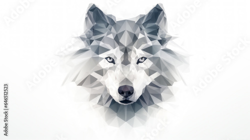 Fototapeta Polygonal wolf head on white background. Graphic portrait