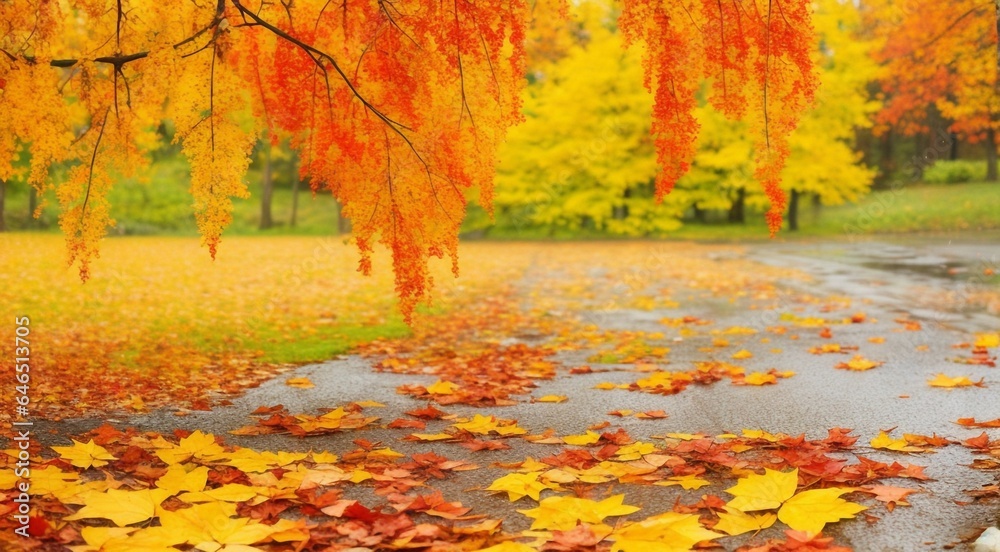 autumn scene in the park, autumn trees in the park, autumn leaves in the park