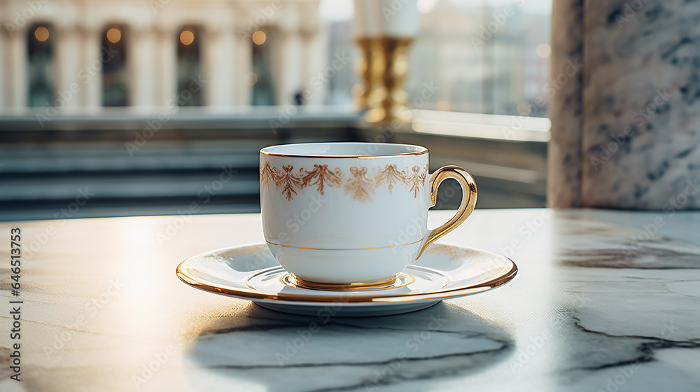 Fototapeta premium A cup of coffee on a table