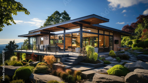 Modern house against the st...