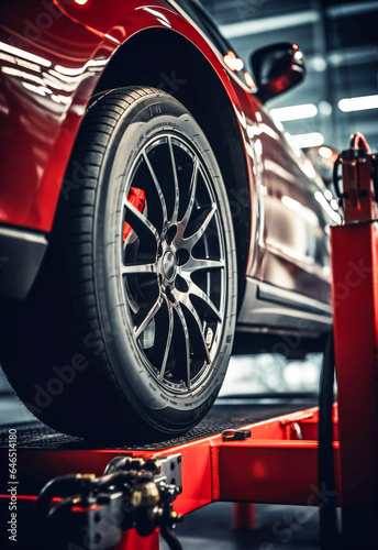 Close-up of a car tire in a mechanic workshop © Giordano Aita