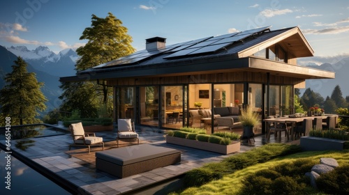 Modern house against the st...