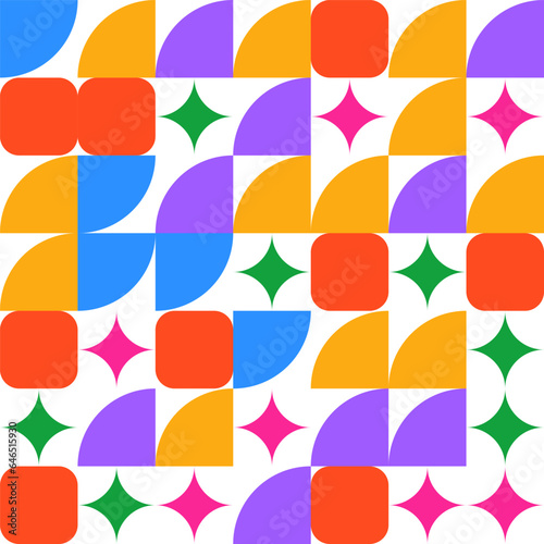 Geometric poster in a trendy retro BAUHAUS style. Colorful backgrounds of abstract figures. vector