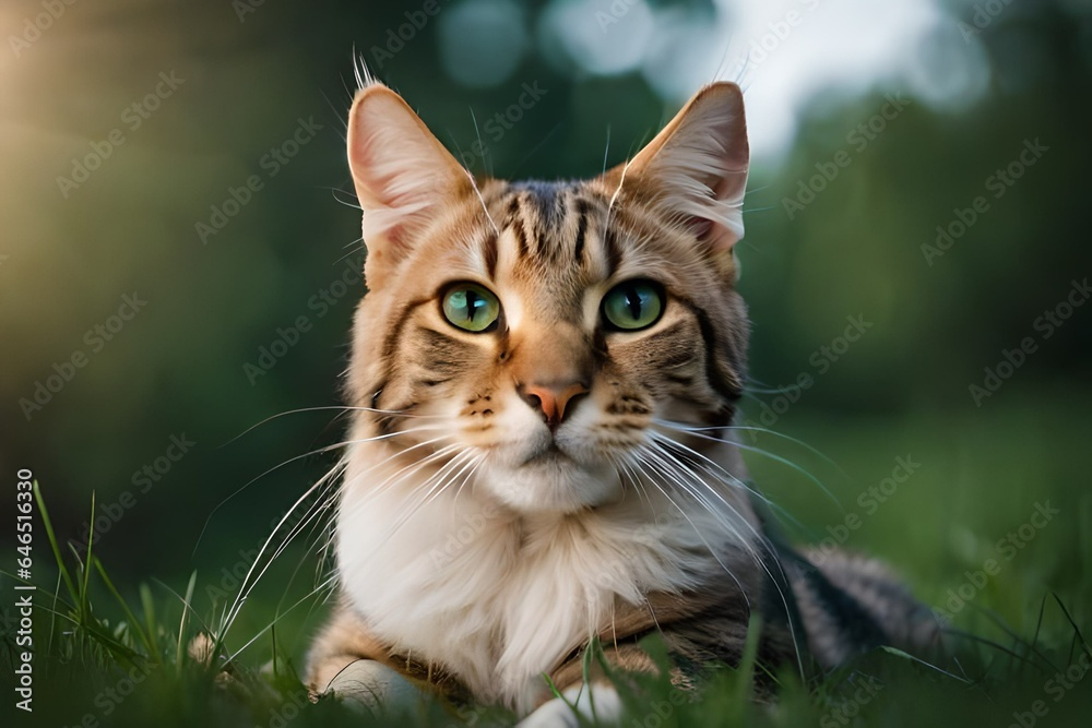 cat on grass