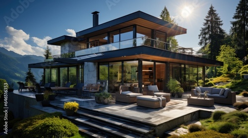 Modern house against the st...