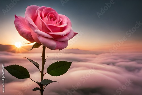 pink rose on sky background
