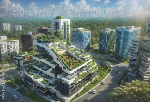 A Visual Representation of Human Efforts Towards Preserving Nature  Reducing Carbon Footprint  and Building Sustainable Urban Communities for a Greener Future