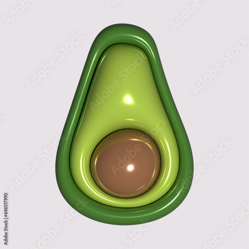 Avocado 3D icon. Healthy food logo