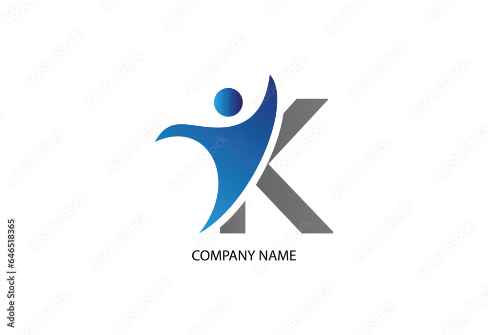 Fototapeta premium Human with letter K logo design concept template