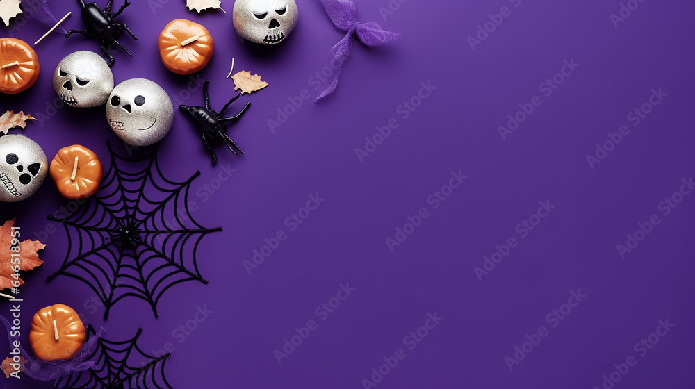 Naklejka premium Halloween background copy space with halloween item
