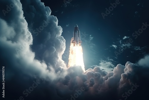 Spaceship takes off into the night skyRocket. Generative AI