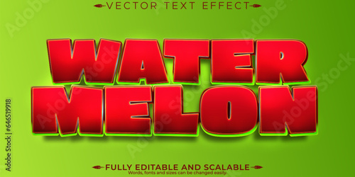 Watermelon summer text effect, editable natural and fruit text style