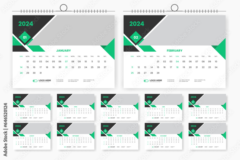 Modern professional 2024 desk calendar design, 2024 abstract desk calendar design template Modern professional 2024 desk calendar design, 2024 abstract desk calendar design template